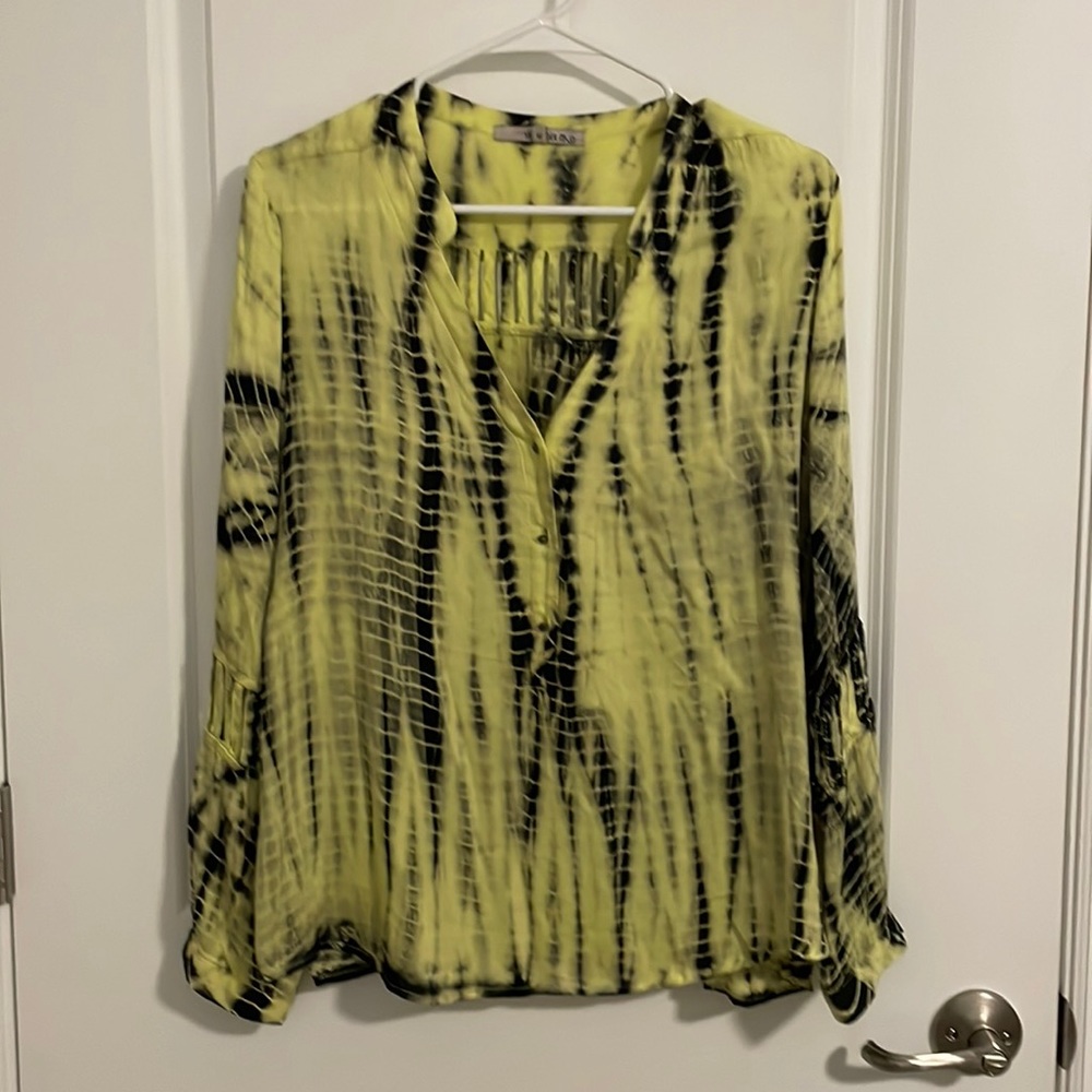 Shoulder Unusual Long Sleeve Tie Dye Shirt Size 42